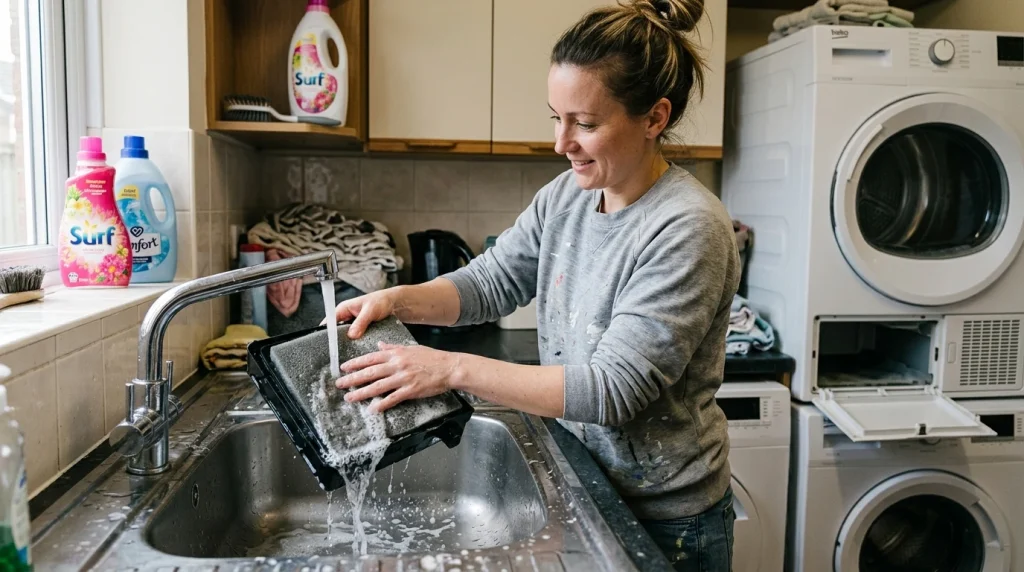 Praní spodního molitanového filtru sušičky Beko